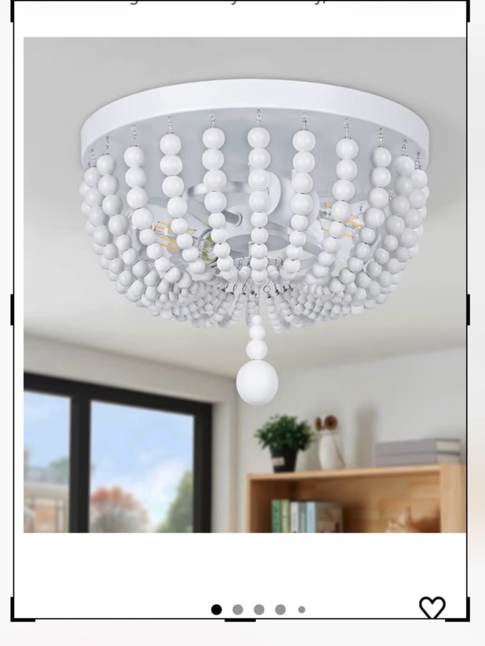 White Beaded Flush Mount Ceiling Light - Unbranded